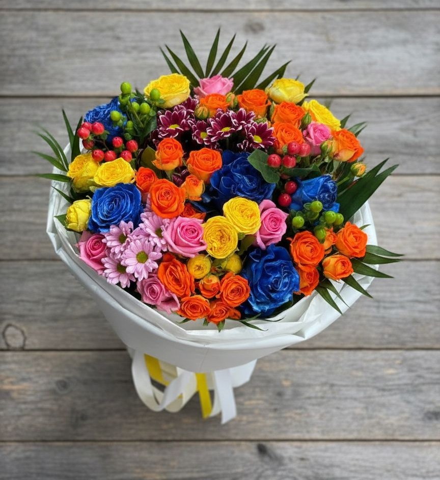 Букет цветов из: Розы и Хризантемы в Дубне