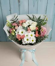 Букет цветов из:  Розы, Лизиантусы и Хризантемы #REPLACE_PRED# Дубне