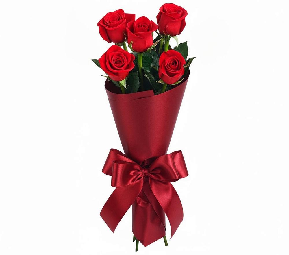 Букет 5 Красных роз Эдлесс Лав в Дубне