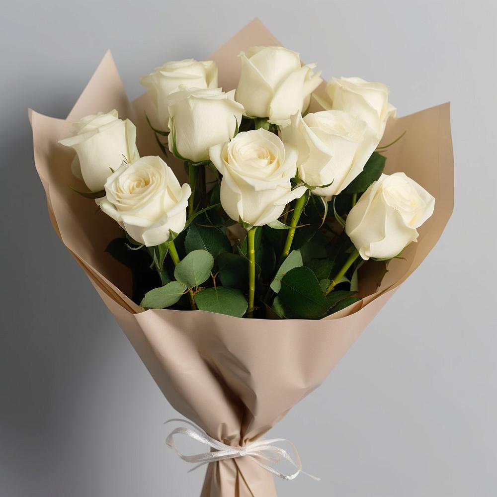 Букет 9 Белых роз Эдлесс Лав в Дубне