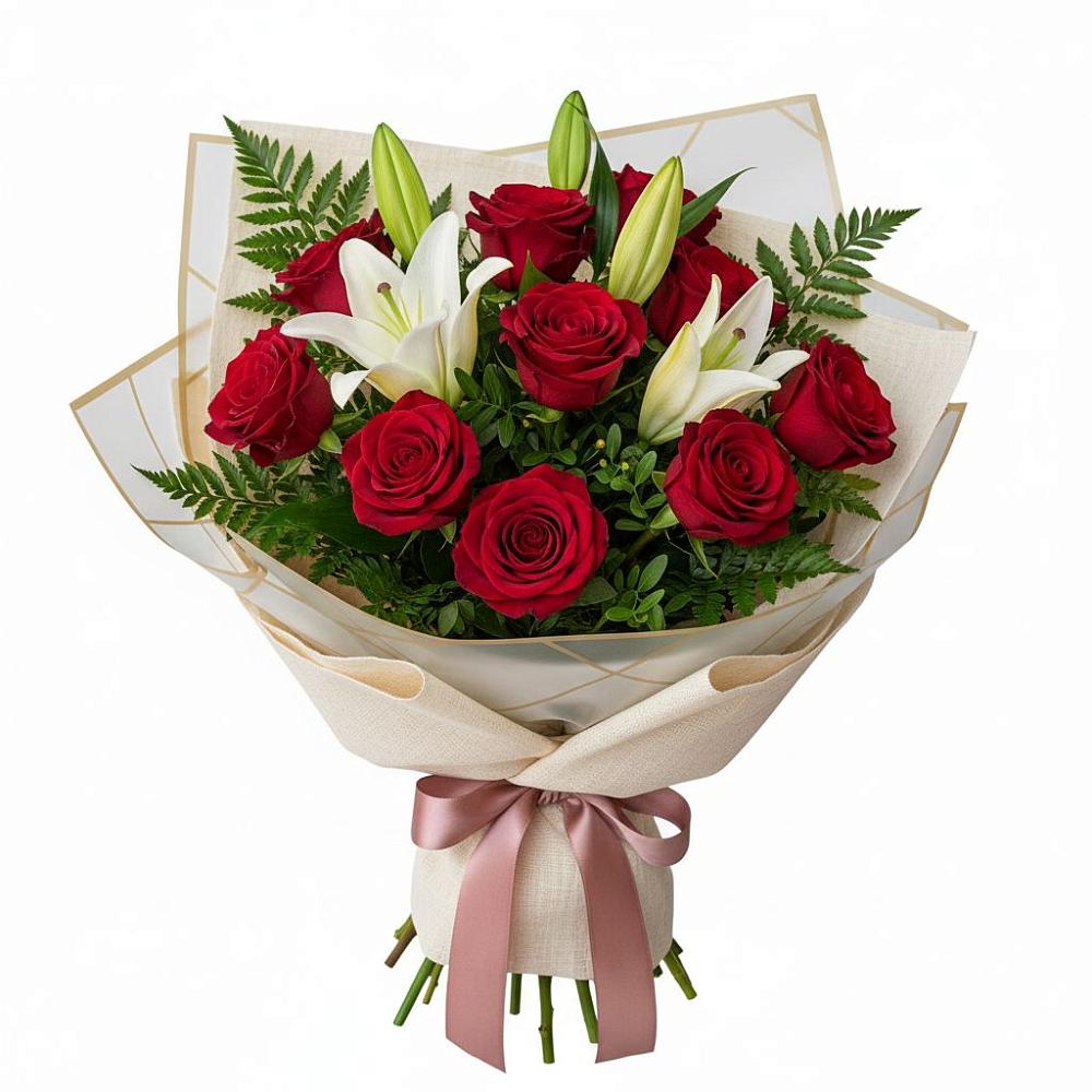 Букет цветов из: Лилии и Розы в Дубне