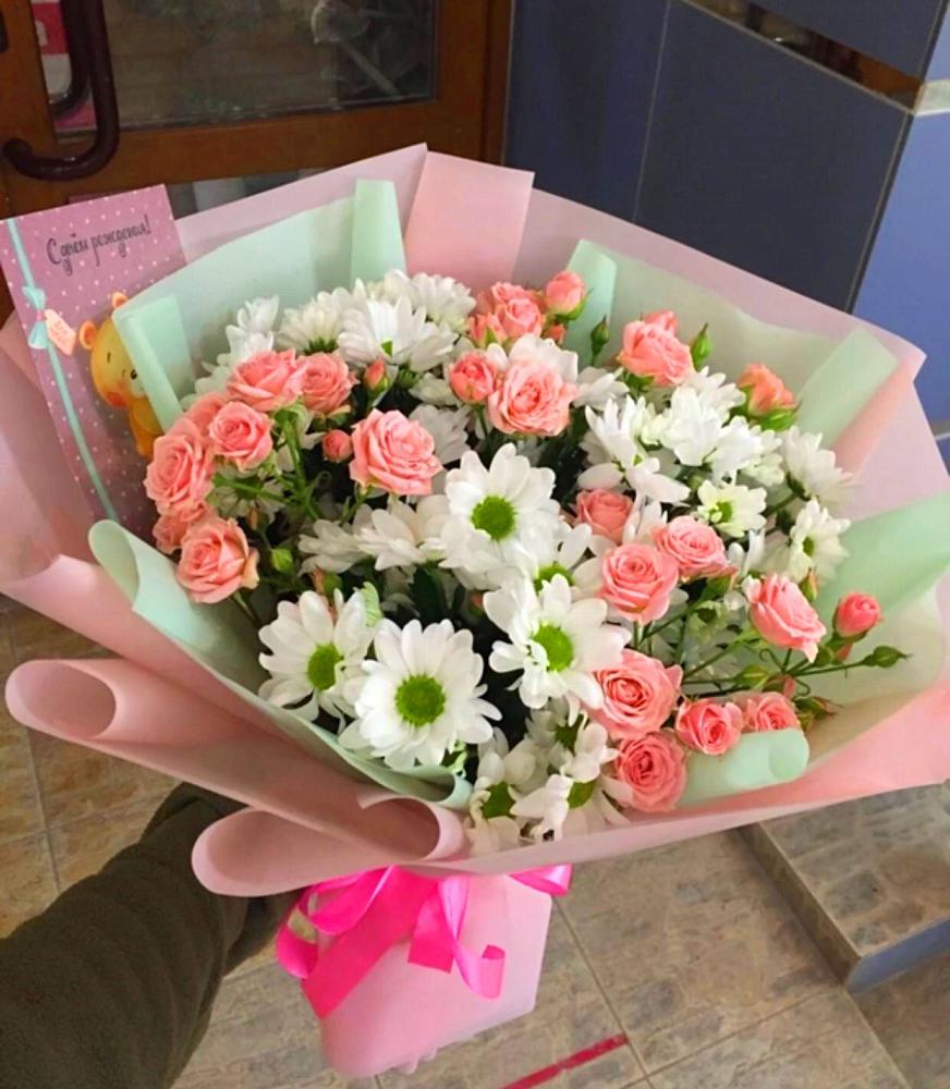 Букет цветов из: Розы и Хризантемы в Дубне