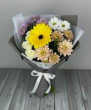 Букет цветов из:  Розы, Герберы и Хризантемы в Дубне
