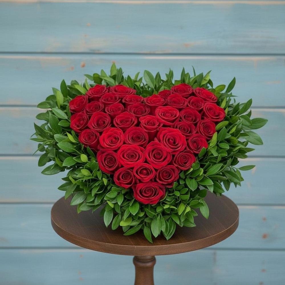 Цветочная композиция из Розы в виде сердца в Дубне