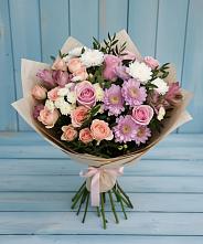 Букет цветов из:  Хризантемы, Розы и Альстромерии в Дубне