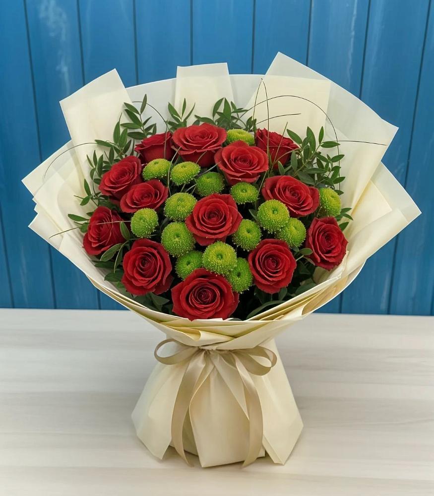 Букет цветов из: Розы и Хризантемы в Дубне